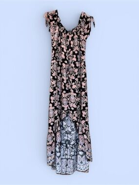 Floral BOHO‎ Dress Hi Low Maxi Sz S NWT Chelsea & Violet Ruffles Black/Multi